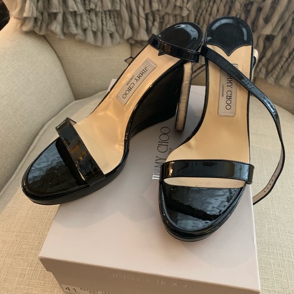 Authentic Jimmy Choo wrap up Wedge Sandals sz 41 - Picture 2 of 5